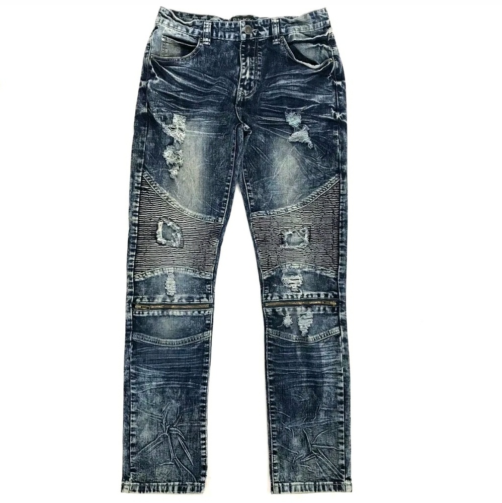 Men's CJ Black Premium moto biker jeans 30x32